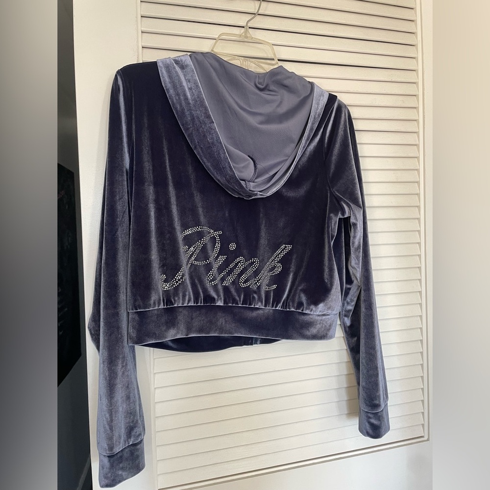Victoria’s Secret Pink Velour Hoodie with Rhinestone Detail